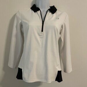 Foray Golf Women's White/blk 1/4 Zip Collared Stretch Golf Top Sz XS EUC
